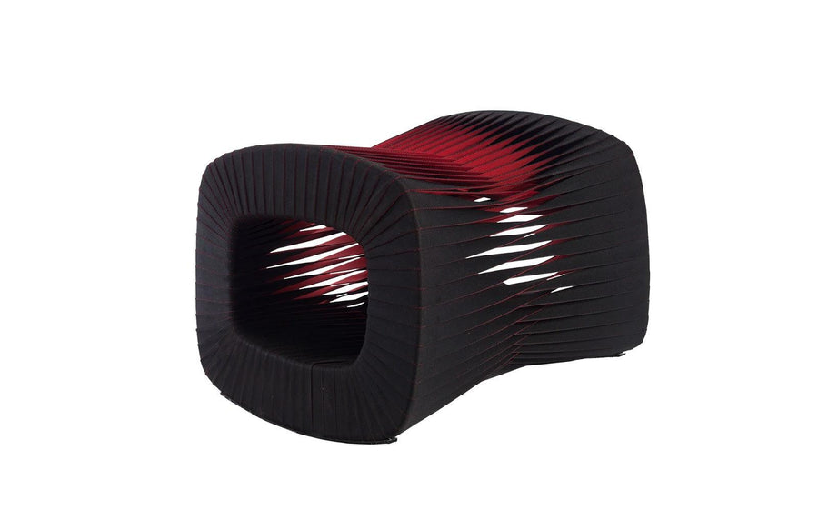 SwayLiving Seat Belt Ottoman, Black/Red OTTOMANS, POUFS, + STOOLS