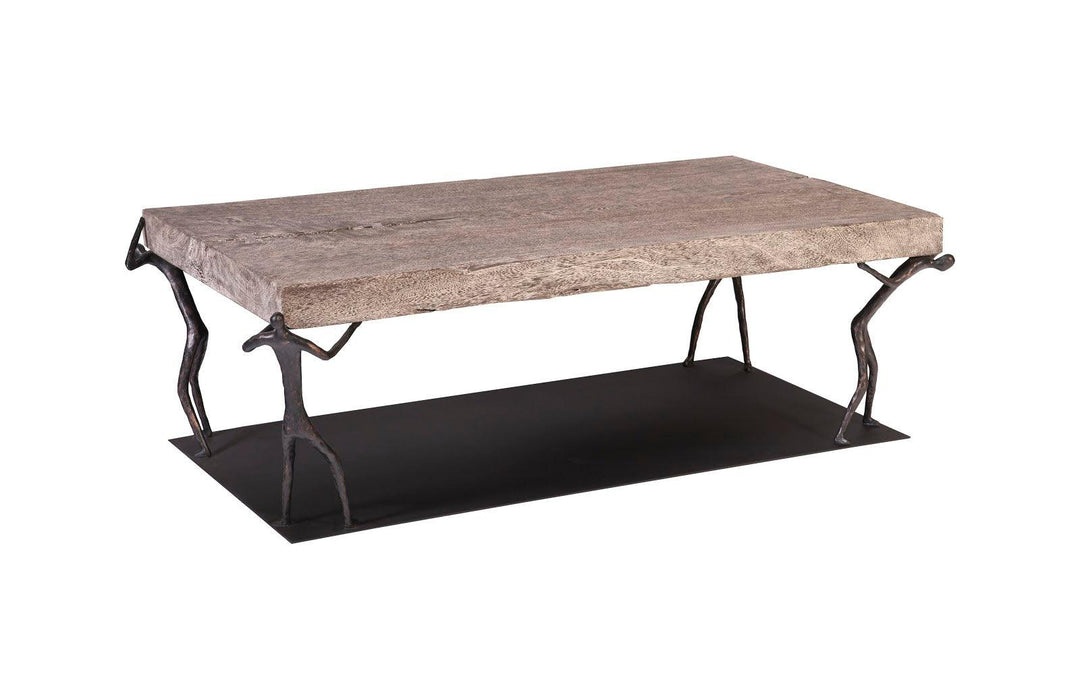 SwayLiving Atlas Coffee Table, Chamcha Wood, Gray Stone Finish, Metal COFFEE TABLES