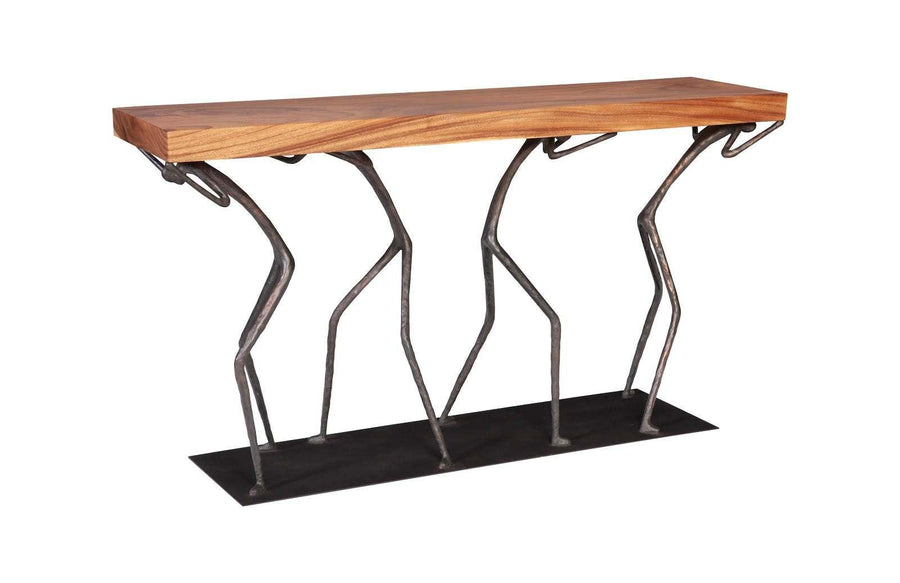 SwayLiving Atlas Console Table, Chamcha Wood, Natural, Metal CONSOLE TABLES