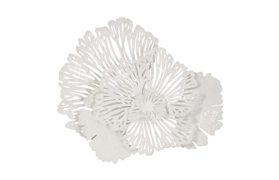 SwayLiving Flower Wall Art, Small, White, Metal WALL ACCENTS