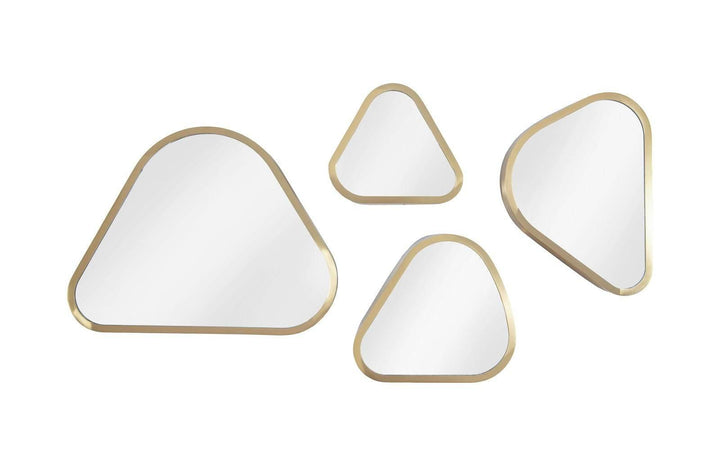 SwayLiving Pebble Mirrors, Set of 4, Brushed Brass WALL MIRRORS