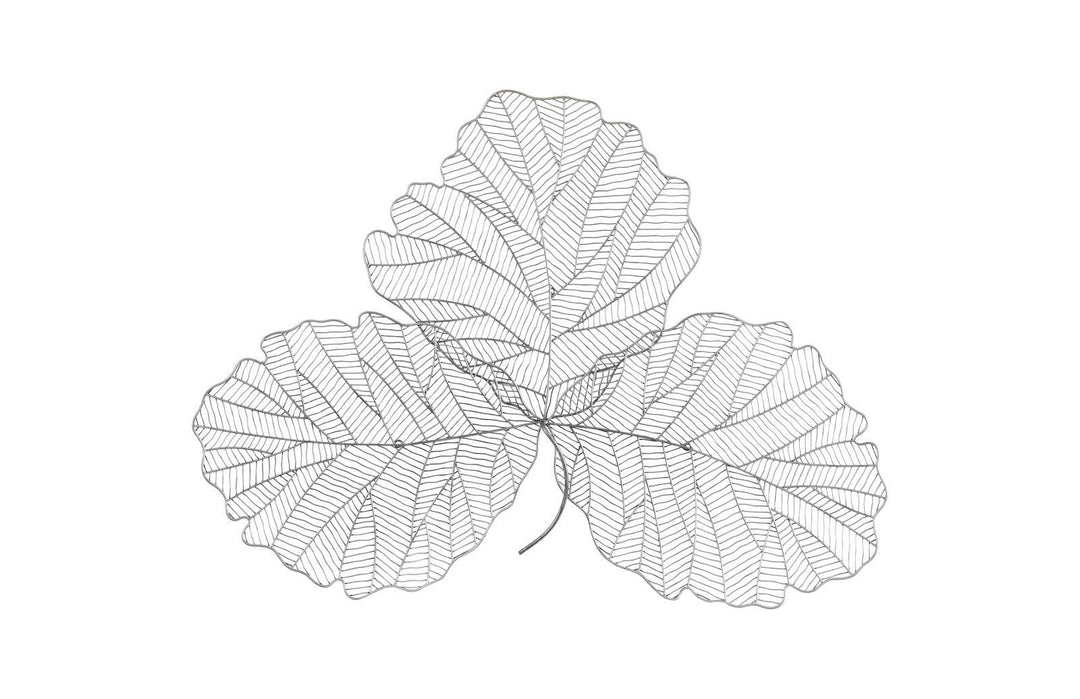 SwayLiving Tri Leaf Wall Art, Medum, Metal, Silver/Black WALL ACCENTS