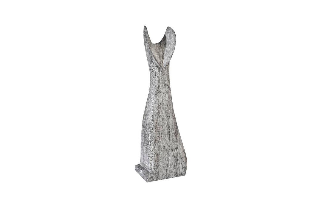 SwayLiving Cat Sculpture, Small, Chamcha Wood, Gray Stone Finish DECORATIVE OBJECTS