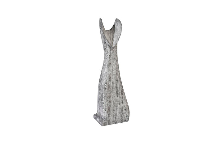 SwayLiving Cat Sculpture, Small, Chamcha Wood, Gray Stone Finish DECORATIVE OBJECTS