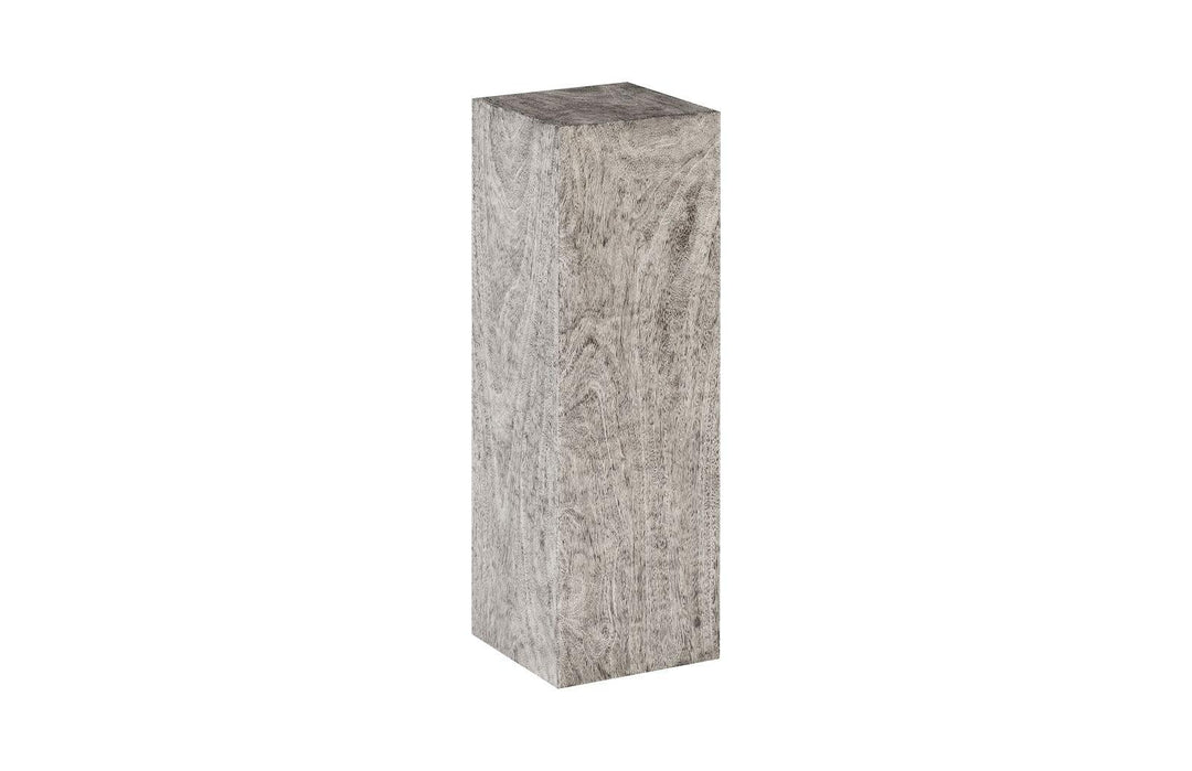 SwayLiving Origins Pedestal, Large, Mitered Chamcha Wood, Gray Stone Finish ACCENT TABLES