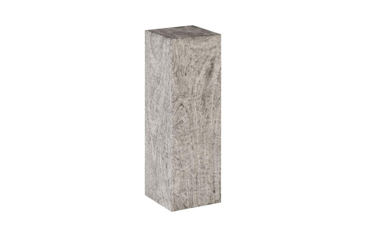 SwayLiving Origins Pedestal, Large, Mitered Chamcha Wood, Gray Stone Finish ACCENT TABLES