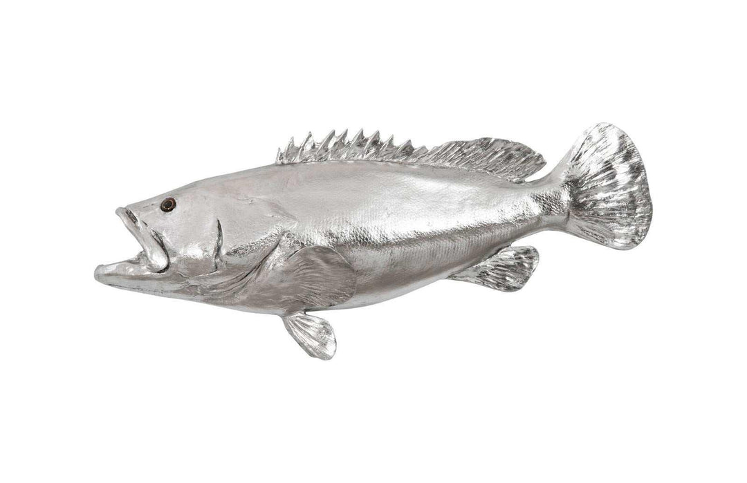 SwayLiving Estuary Cod Fish Wall Sculpture, Resin, Silver Leaf WALL ACCENTS