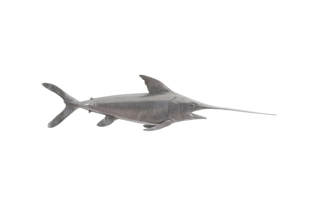 SwayLiving Broadbill Swordfish Fish Wall Sculpture, Resin, Polished Aluminum Finish WALL ACCENTS