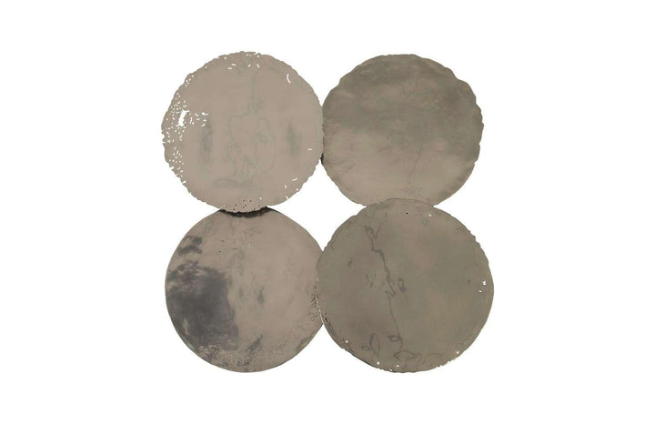 SwayLiving Cast Oil Drum Wall Discs, Liquid Silver, Set of 4 WALL ACCENTS