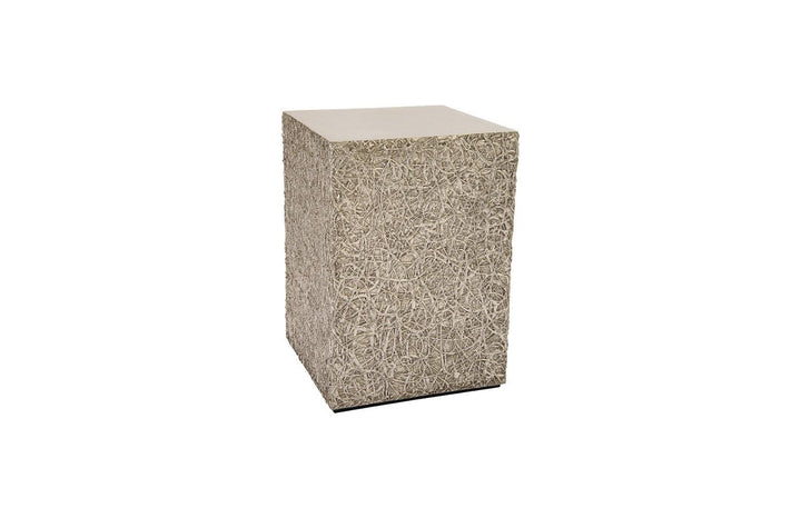SwayLiving String Theory Pedestal, Silver Leaf, SM ACCENT TABLES