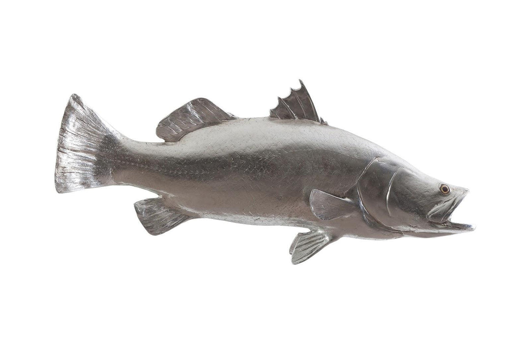 SwayLiving Barramundi Fish Wall Sculpture, Resin, Silver Leaf WALL ACCENTS