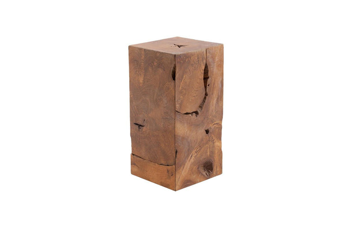 SwayLiving Teak Slice Pedestal, Square, SM ACCENT TABLES