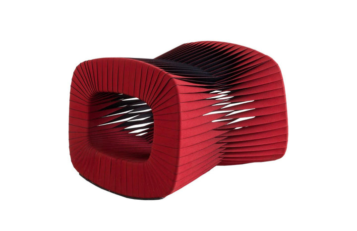 SwayLiving Seat Belt Ottoman, Red OTTOMANS, POUFS, + STOOLS