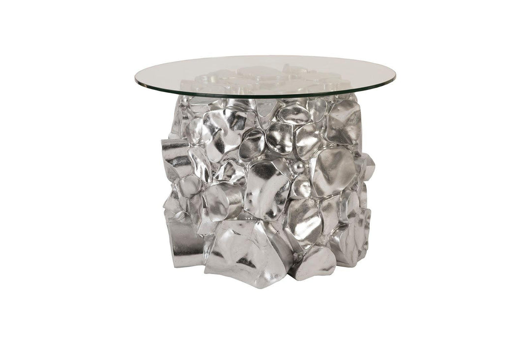 SwayLiving Cairn Side Table, Resin, Silver Leaf ACCENT TABLES