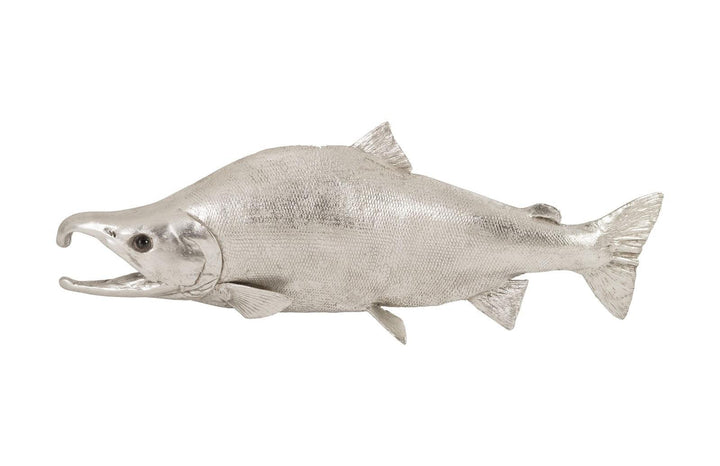 SwayLiving Sockeye Salmon Fish Wall Sculpture, Resin, Silver Leaf WALL ACCENTS