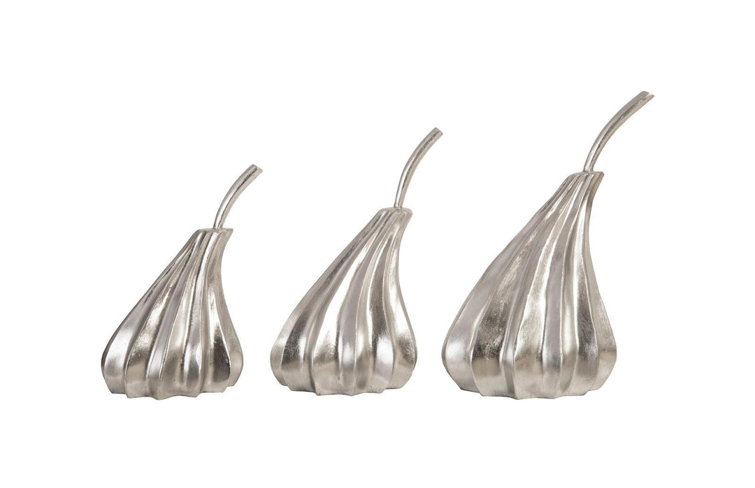 SwayLiving Hand Dipped Pears Set of 3, Silver Leaf DECORATIVE OBJECTS