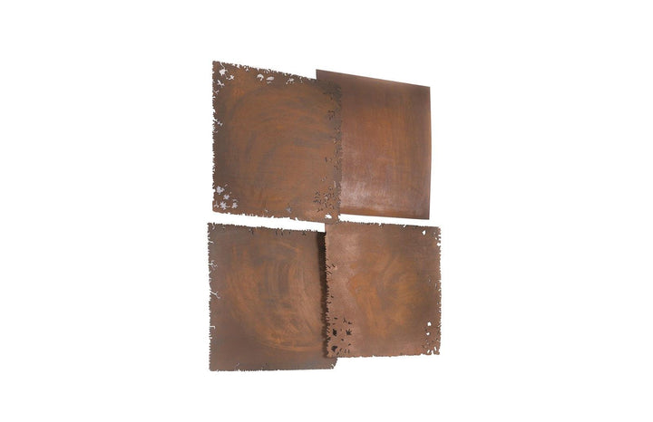 SwayLiving Cast Square Oil Drum Wall Tiles, Resin, Rust Finish, Set of 4 WALL ACCENTS