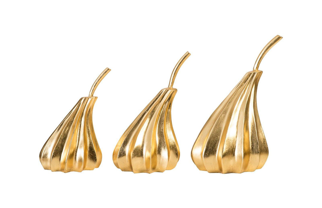 SwayLiving Hand Dipped Pears Set of 3, Gold Leaf DECORATIVE OBJECTS