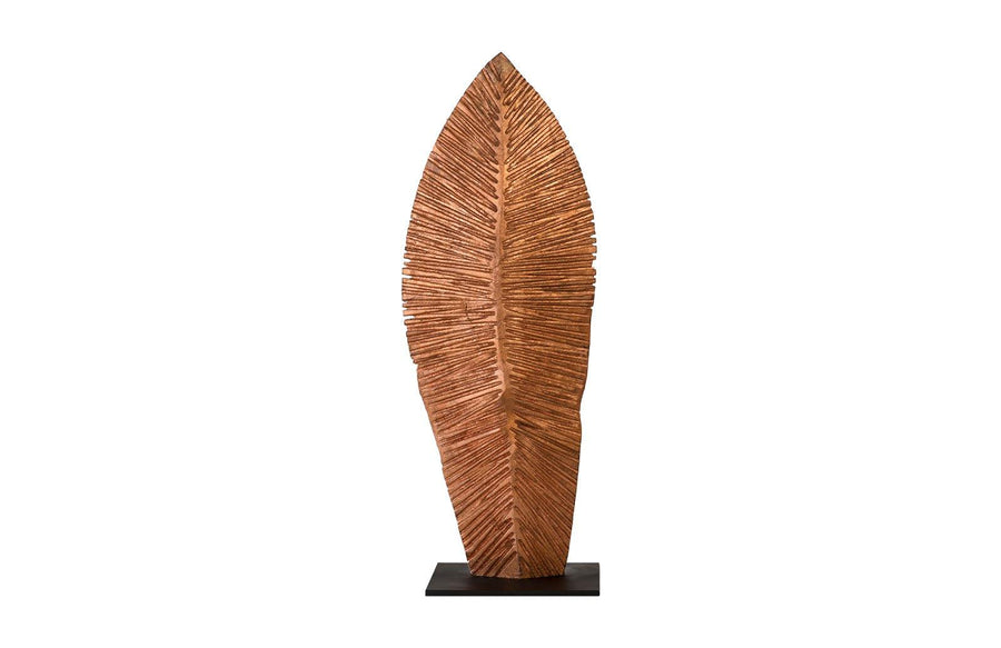 SwayLiving Carved Leaf on Stand, Copper Leaf, SM DECORATIVE OBJECTS