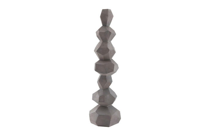 SwayLiving Faceted Rock Column Sculpture, Gray DECORATIVE OBJECTS