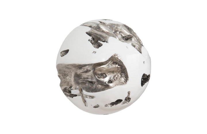 SwayLiving Cast Root Wall Ball, Silver Leaf, White, LG WALL ACCENTS