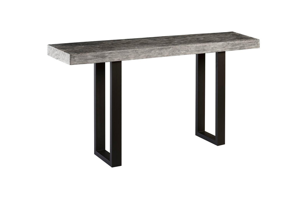 SwayLiving Origins Straight Edge Console Table, Metal U Legs, Gray Stone Finish CONSOLE TABLES
