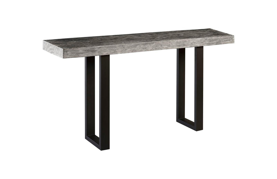 SwayLiving Origins Straight Edge Console Table, Metal U Legs, Gray Stone Finish CONSOLE TABLES