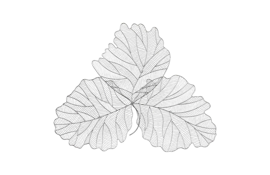 SwayLiving Tri Leaf Wall Art, Large, Metal, Silver/Black WALL ACCENTS