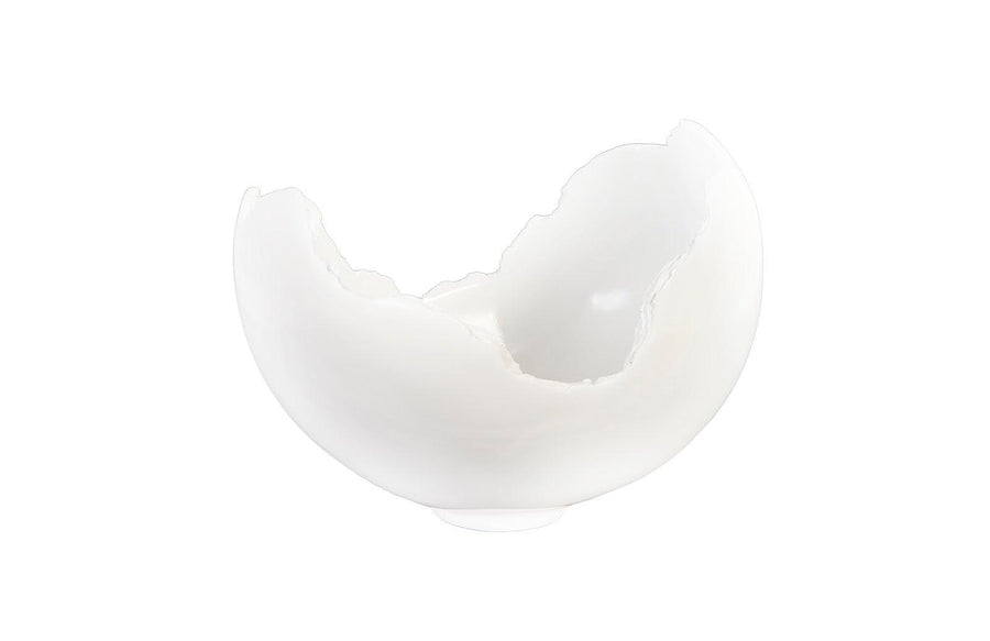 SwayLiving Burled Bowl, Glossy White DECORATIVE TRAYS, PLATES, + BOWLS