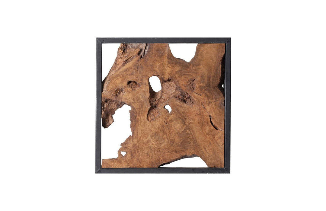 SwayLiving Framed Slice Wall Tile, Teak Wood, Black Frame WALL ACCENTS