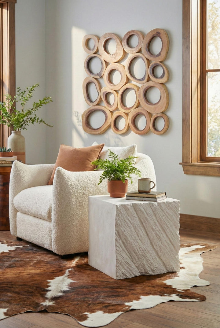 Shear Side Table, Square in setting
