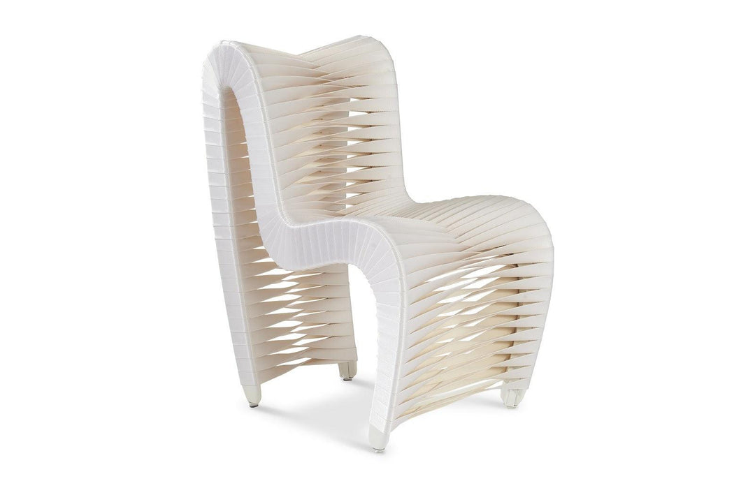 SwayLiving Seat Belt Dining Chair, White/Off-White - Set of 2 DINING CHAIRS