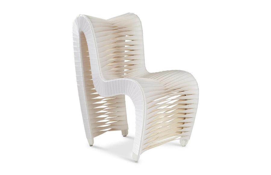 SwayLiving Seat Belt Dining Chair, White/Off-White - Set of 2 DINING CHAIRS
