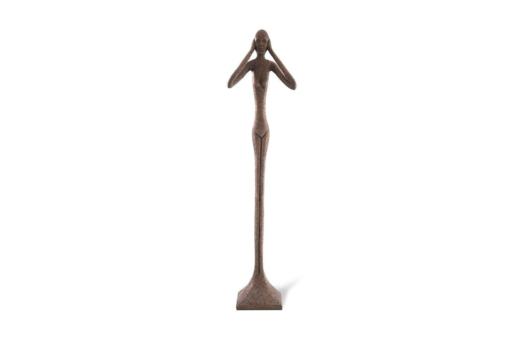 SwayLiving Hear No Evil Slender Sculpture, Large, Resin, Bronze Finish DECORATIVE OBJECTS