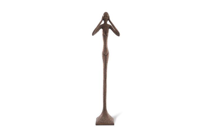 SwayLiving Hear No Evil Slender Sculpture, Large, Resin, Bronze Finish DECORATIVE OBJECTS