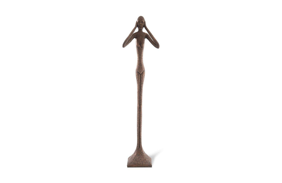 SwayLiving Hear No Evil Slender Sculpture, Large, Resin, Bronze Finish DECORATIVE OBJECTS