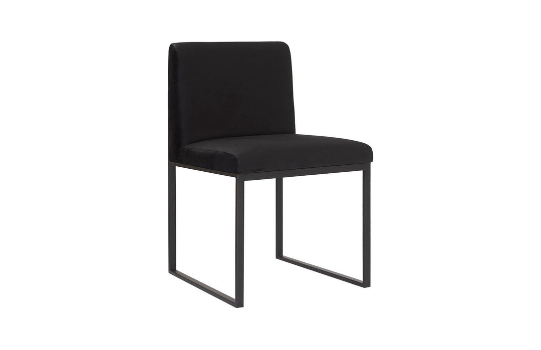 SwayLiving Frozen Dining Chair, Black Velvet Fabric, Matte Black Metal Frame - Set of 2 DINING CHAIRS