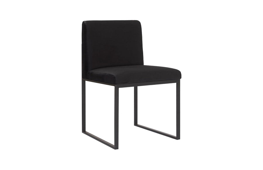 SwayLiving Frozen Dining Chair, Black Velvet Fabric, Matte Black Metal Frame - Set of 2 DINING CHAIRS