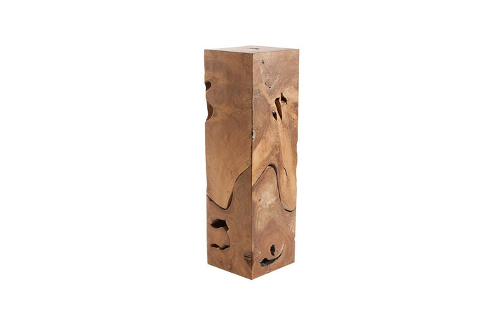 SwayLiving Teak Slice Pedestal, Square, LG ACCENT TABLES