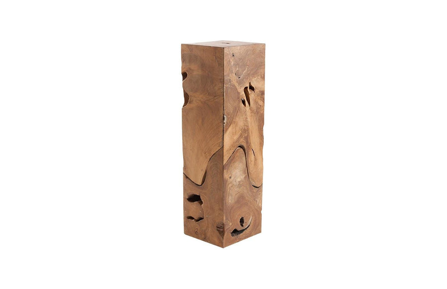 SwayLiving Teak Slice Pedestal, Square, LG ACCENT TABLES