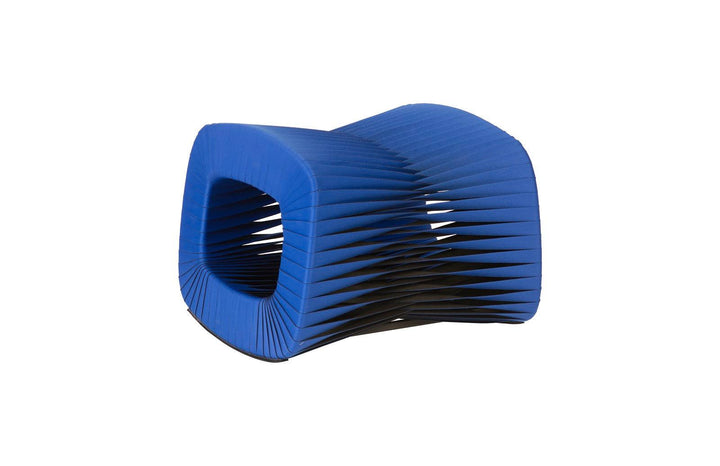 SwayLiving Seat Belt Ottoman, Blue/Black OTTOMANS, POUFS, + STOOLS