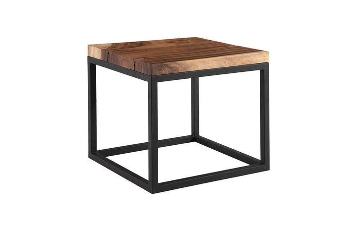 SwayLiving Martin Side Table, Chamcha Wood, Black Metal Base ACCENT TABLES