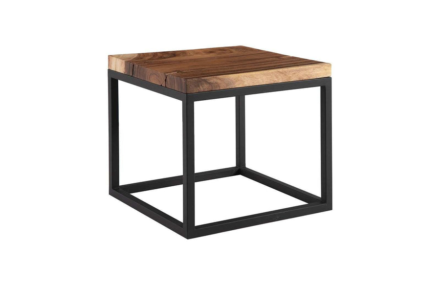 SwayLiving Martin Side Table, Chamcha Wood, Black Metal Base ACCENT TABLES