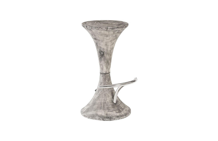 SwayLiving Marley Bar Stool, Gray Stone Finish, Stainless Steel Foot Rest BAR STOOLS + COUNTER STOOLS