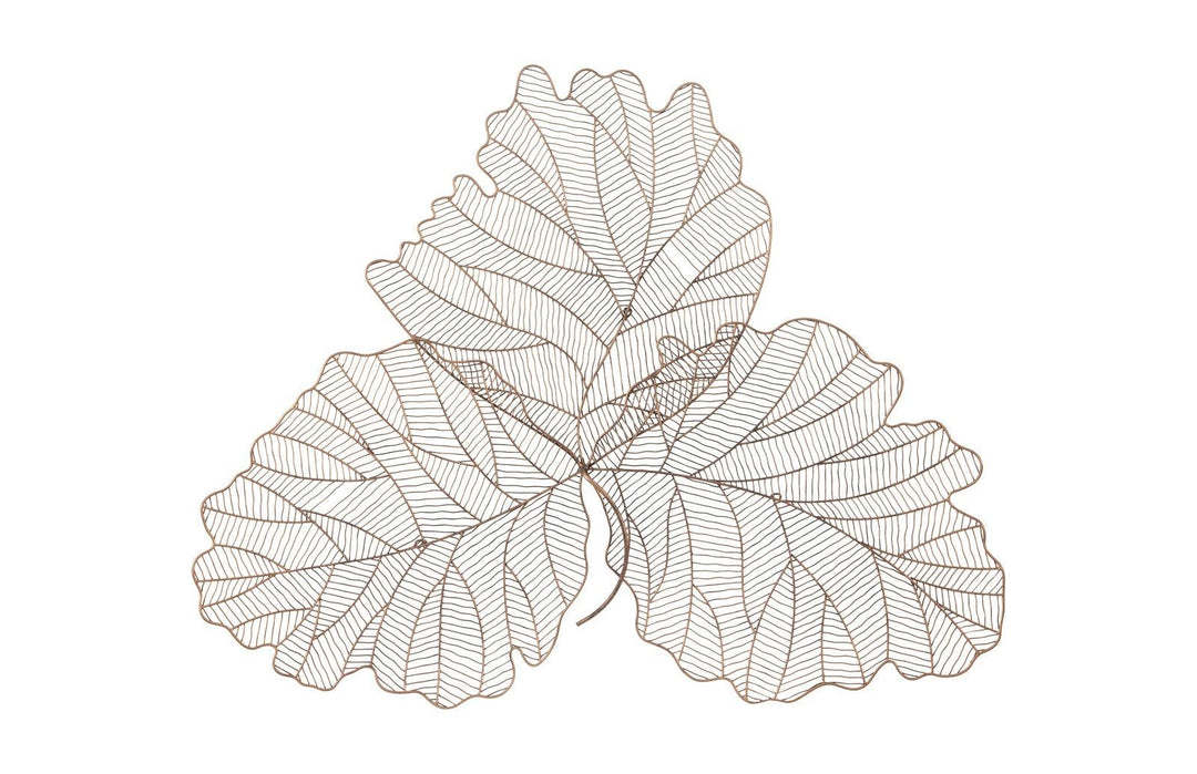 SwayLiving Tri Leaf Wall Art, Large, Metal, Copper/Black WALL ACCENTS
