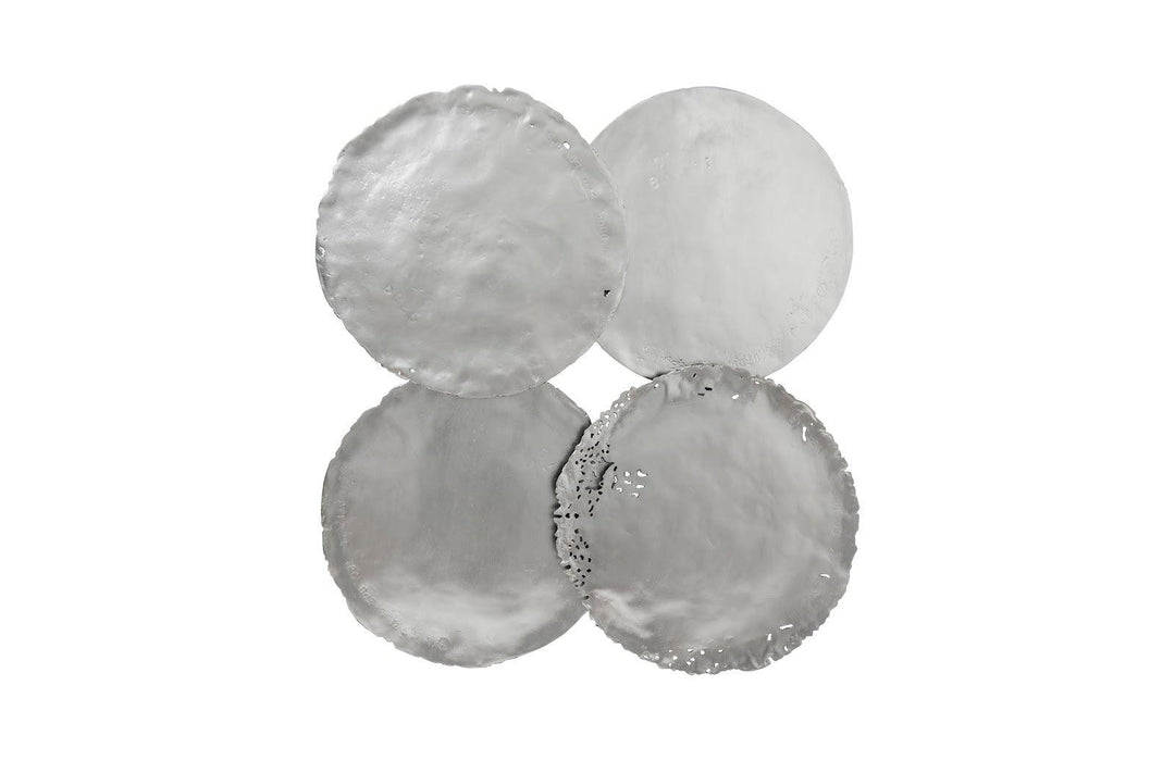 SwayLiving Cast Oil Drum Wall Discs, Silver Leaf, Set of 4 WALL ACCENTS