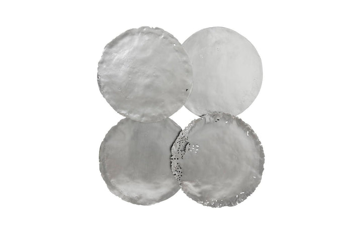 SwayLiving Cast Oil Drum Wall Discs, Silver Leaf, Set of 4 WALL ACCENTS