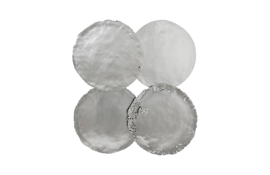 SwayLiving Cast Oil Drum Wall Discs, Silver Leaf, Set of 4 WALL ACCENTS