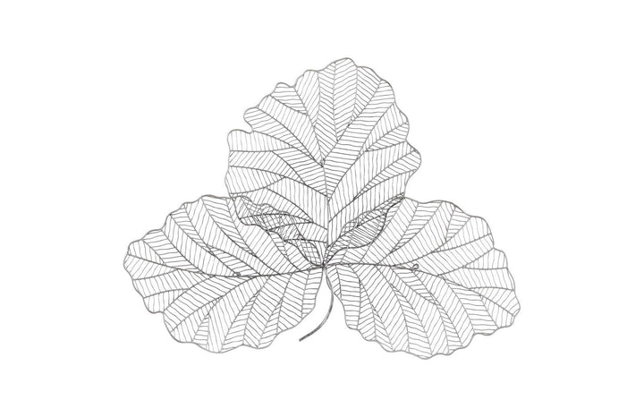 SwayLiving Tri Leaf Wall Art, Small, Metal, Silver/Black WALL ACCENTS