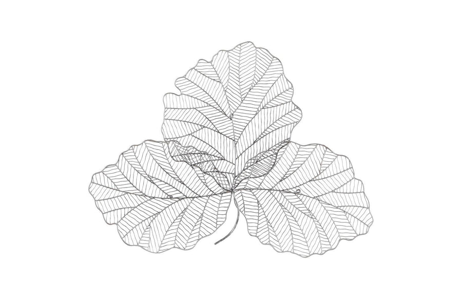 SwayLiving Tri Leaf Wall Art, Small, Metal, Silver/Black WALL ACCENTS